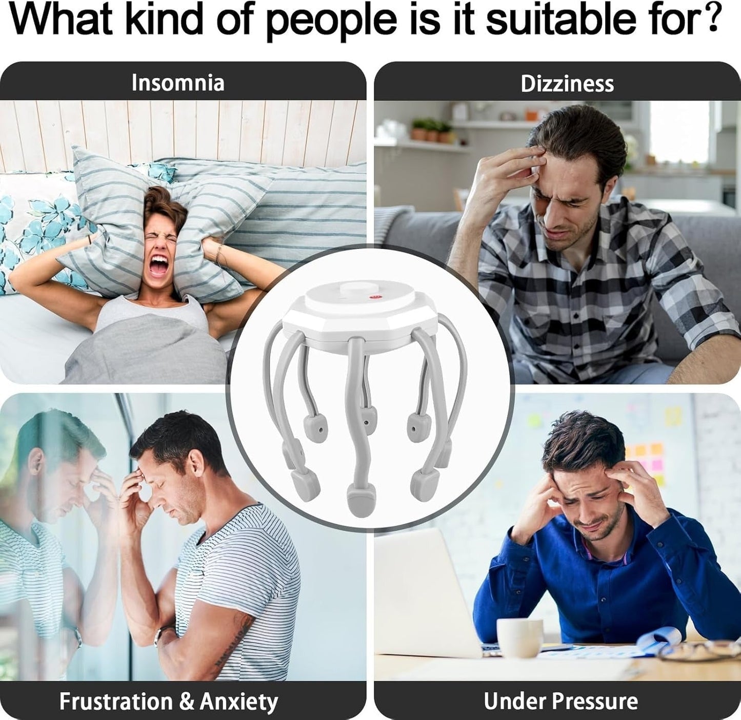 "Electric Hair Scalp Massager with 8 Vibrating Contacts – Relaxing Head Massager for Stress Relief, Hair Growth & Deep Scalp Stimulation | Rechargeable Handheld Massage Brush by Relux.Store" - RELUX.STORE