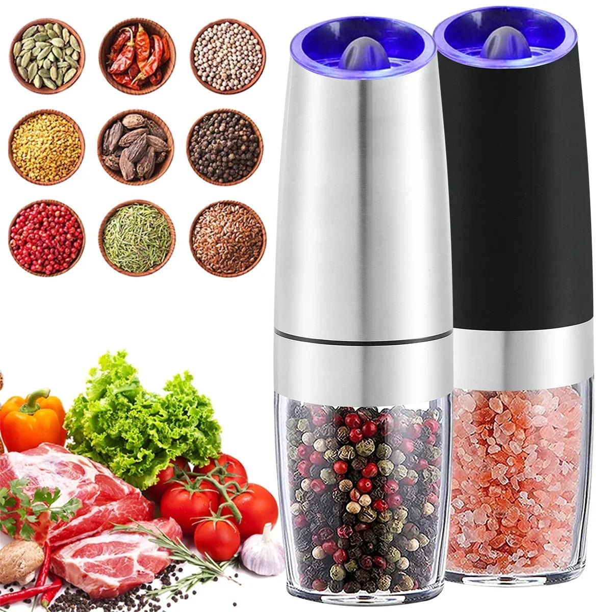 Electric Herb Coffee Grinder Automatic Gravity Induction Pepper Shaker Gravity Spice Mill Adjustable Grinder Kitchen Mill Tool - RELUX.STORE