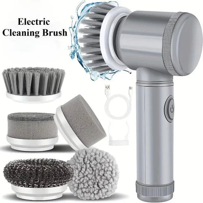 Electric Spin Scrubber Cordless Spin Scrubber with 5 Replaceable Brush Heads and Adjustable Extension Handle,5 in 1CleaningBrush - RELUX.STORE