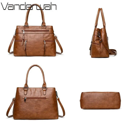 Elegant Handbag for Women High Quality Leather Top - Handle Bags Purse Ladies Shoulder Crossbody Bag Large Casual Tote 2025 Hot - RELUX.STORE