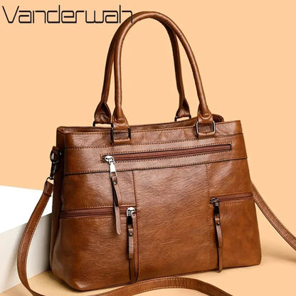 Elegant Handbag for Women High Quality Leather Top - Handle Bags Purse Ladies Shoulder Crossbody Bag Large Casual Tote 2025 Hot - RELUX.STORE