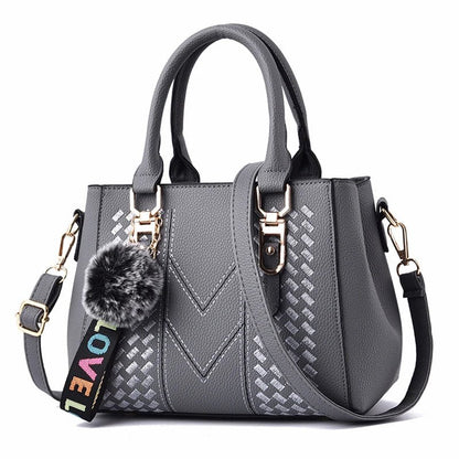 Embroidery Messenger Bags Women Leather Handbags Bags for Women Sac a Main Ladies hair ball Hand Bag - RELUX.STORE