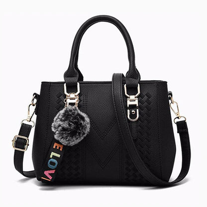 Embroidery Messenger Bags Women Leather Handbags Bags for Women Sac a Main Ladies hair ball Hand Bag - RELUX.STORE