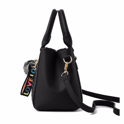 Embroidery Messenger Bags Women Leather Handbags Bags for Women Sac a Main Ladies hair ball Hand Bag - RELUX.STORE