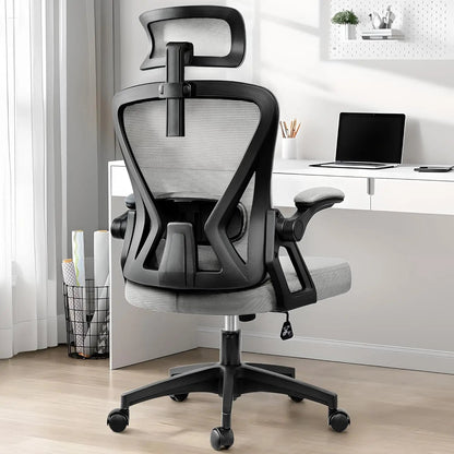 "Ergonomic Office Chair with Headrest – High Back Mesh Desk Chair with Flip - Up Armrests for Home Office, Comfy Work Chair" - RELUX.STORE