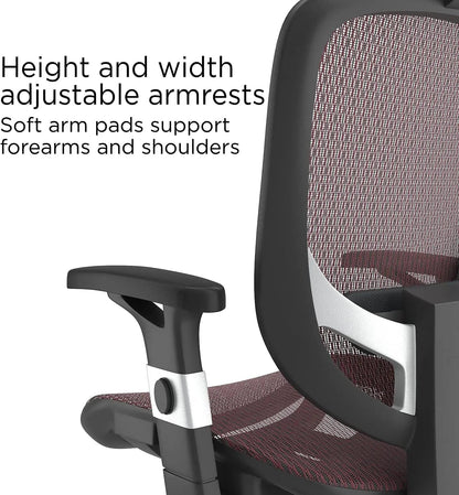 "Ergonomic Swivel Task Chair – Adjustable Height with Breathable Mesh & Lumbar Support for Home & Office, Maroon" - RELUX.STORE