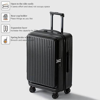 Expandable Hard - Side Trolley Luggage Set with Side Opening - Carry - On & Checked Suitcases, Anti - Shock & Password Lock - RELUX.STOREExpandable Hard - Side Trolley Luggage Set with Side Opening - Carry - On & Checked Suitcases, Anti - Shock & Password Lock