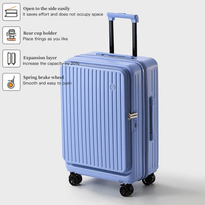 Expandable Hard - Side Trolley Luggage Set with Side Opening - Carry - On & Checked Suitcases, Anti - Shock & Password Lock - RELUX.STOREExpandable Hard - Side Trolley Luggage Set with Side Opening - Carry - On & Checked Suitcases, Anti - Shock & Password Lock