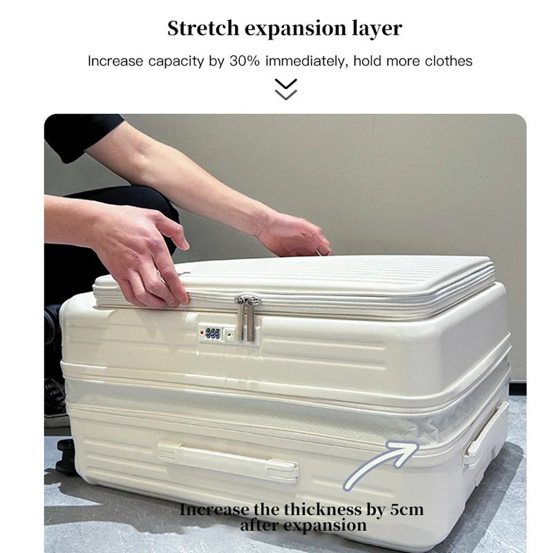 Expandable Hard - Side Trolley Luggage Set with Side Opening - Carry - On & Checked Suitcases, Anti - Shock & Password Lock - RELUX.STOREExpandable Hard - Side Trolley Luggage Set with Side Opening - Carry - On & Checked Suitcases, Anti - Shock & Password Lock