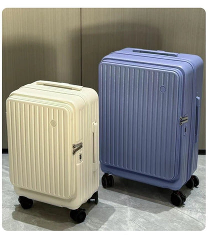 Expandable Hard - Side Trolley Luggage Set with Side Opening - Carry - On & Checked Suitcases, Anti - Shock & Password Lock - RELUX.STOREExpandable Hard - Side Trolley Luggage Set with Side Opening - Carry - On & Checked Suitcases, Anti - Shock & Password Lock