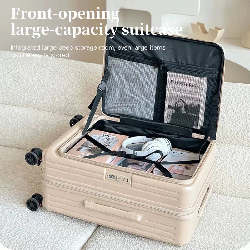 Expandable Hard - Side Trolley Luggage Set with Side Opening - Carry - On & Checked Suitcases, Anti - Shock & Password Lock - RELUX.STOREExpandable Hard - Side Trolley Luggage Set with Side Opening - Carry - On & Checked Suitcases, Anti - Shock & Password Lock