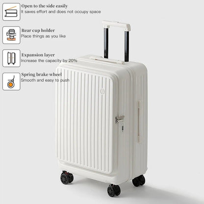 Expandable Hard - Side Trolley Luggage Set with Side Opening - Carry - On & Checked Suitcases, Anti - Shock & Password Lock - RELUX.STOREExpandable Hard - Side Trolley Luggage Set with Side Opening - Carry - On & Checked Suitcases, Anti - Shock & Password Lock