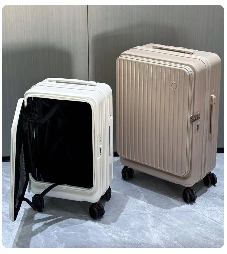 Expandable Hard - Side Trolley Luggage Set with Side Opening - Carry - On & Checked Suitcases, Anti - Shock & Password Lock - RELUX.STOREExpandable Hard - Side Trolley Luggage Set with Side Opening - Carry - On & Checked Suitcases, Anti - Shock & Password Lock