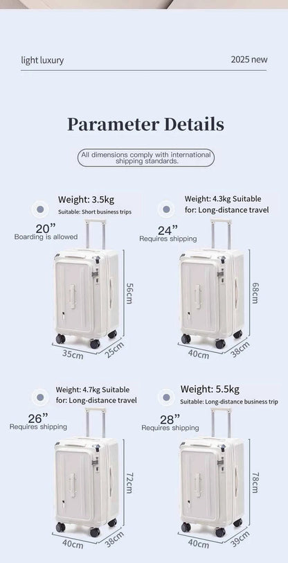 Expandable Luggage, Large - Capacity Thickened Trolley Case, 24 - inch Travel Suitcase, Luggage with Combination Lock, Sturdy and Du - RELUX.STOREExpandable Luggage, Large - Capacity Thickened Trolley Case, 24 - inch Travel Suitcase, Luggage with Combination Lock, Sturdy and Du
