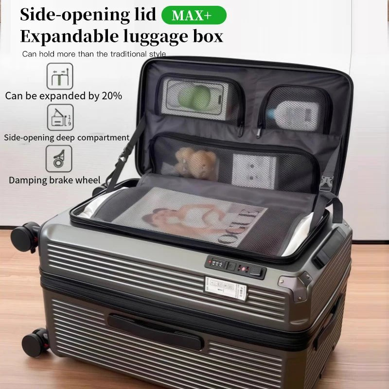Expandable Luggage, Large - Capacity Thickened Trolley Case, 24 - inch Travel Suitcase, Luggage with Combination Lock, Sturdy and Du - RELUX.STOREExpandable Luggage, Large - Capacity Thickened Trolley Case, 24 - inch Travel Suitcase, Luggage with Combination Lock, Sturdy and Du