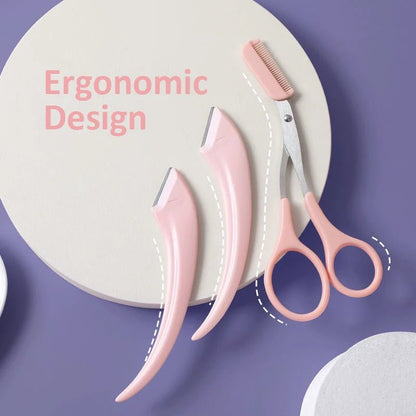 Eyebrow Trimming Knife Face Razor For Women Professional Eyebrow Scissors With Comb Brow Trimmer Scraper Accessories - RELUX.STORE