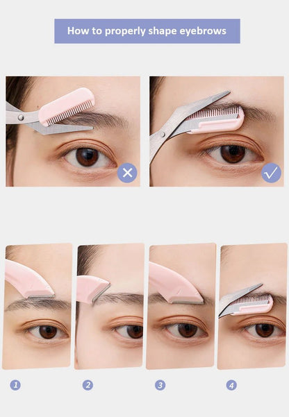 Eyebrow Trimming Knife Face Razor For Women Professional Eyebrow Scissors With Comb Brow Trimmer Scraper Accessories - RELUX.STORE