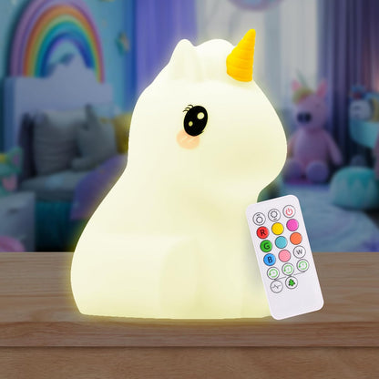 Remote Control Silicone Night Light for Kids - Owl Design with 9 Soft Colors & Sleep Timer - Rechargeable, Battery-Operated Lamp for Bedroom | Baby Nursery, Toddler, Girls, Boys