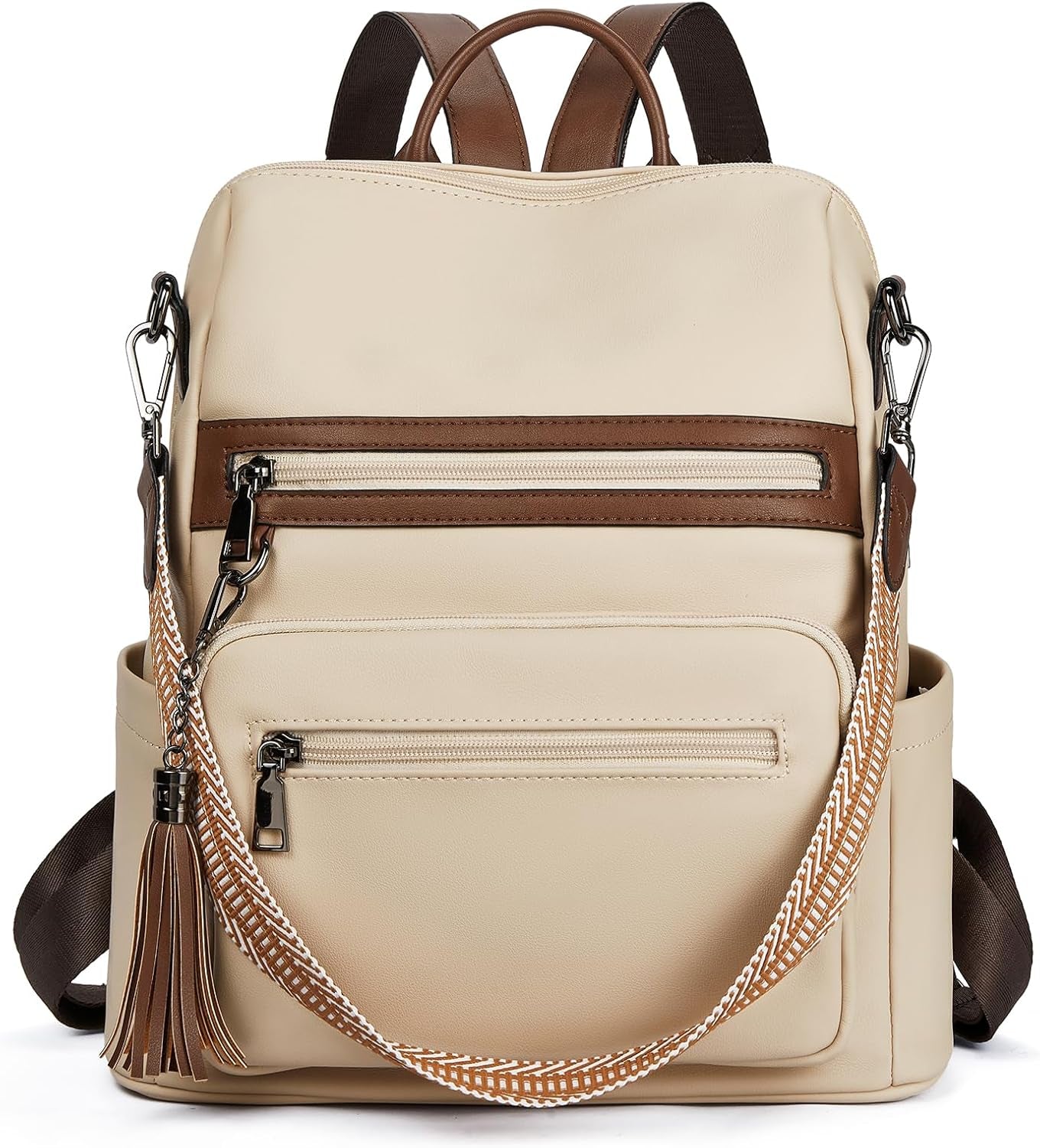 Womens Backpack Purse Vegan Leather Large Travel College Shoulder Bag with Tassel