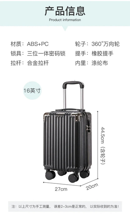 Fashion 16 - Inch Suitcase 2025 New Style Small Lightweight Carrying Case Trolley Case - RELUX.STOREFashion 16 - Inch Suitcase 2025 New Style Small Lightweight Carrying Case Trolley Case