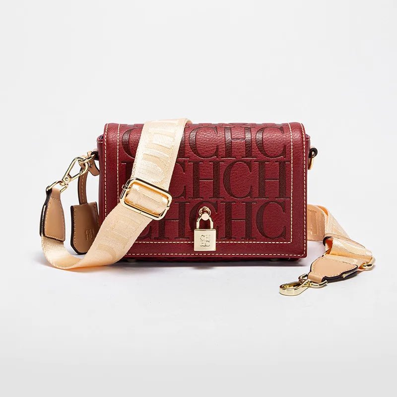 Fashion Design Model Metal Accessories Buckle Women's Shoulder Bag Luxury Brand 2025 Fashion Solid Colour Printed Head Bag - RELUX.STORE