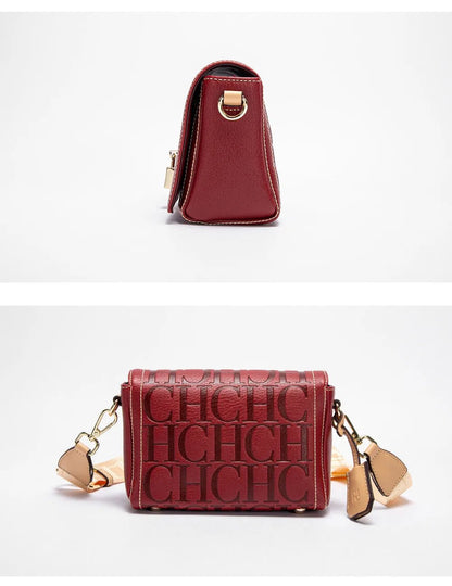 Fashion Design Model Metal Accessories Buckle Women's Shoulder Bag Luxury Brand 2025 Fashion Solid Colour Printed Head Bag - RELUX.STORE