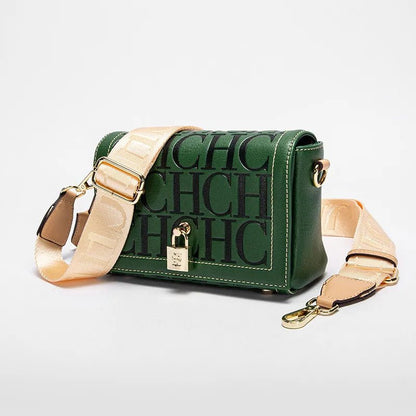 Fashion Design Model Metal Accessories Buckle Women's Shoulder Bag Luxury Brand 2025 Fashion Solid Colour Printed Head Bag - RELUX.STORE
