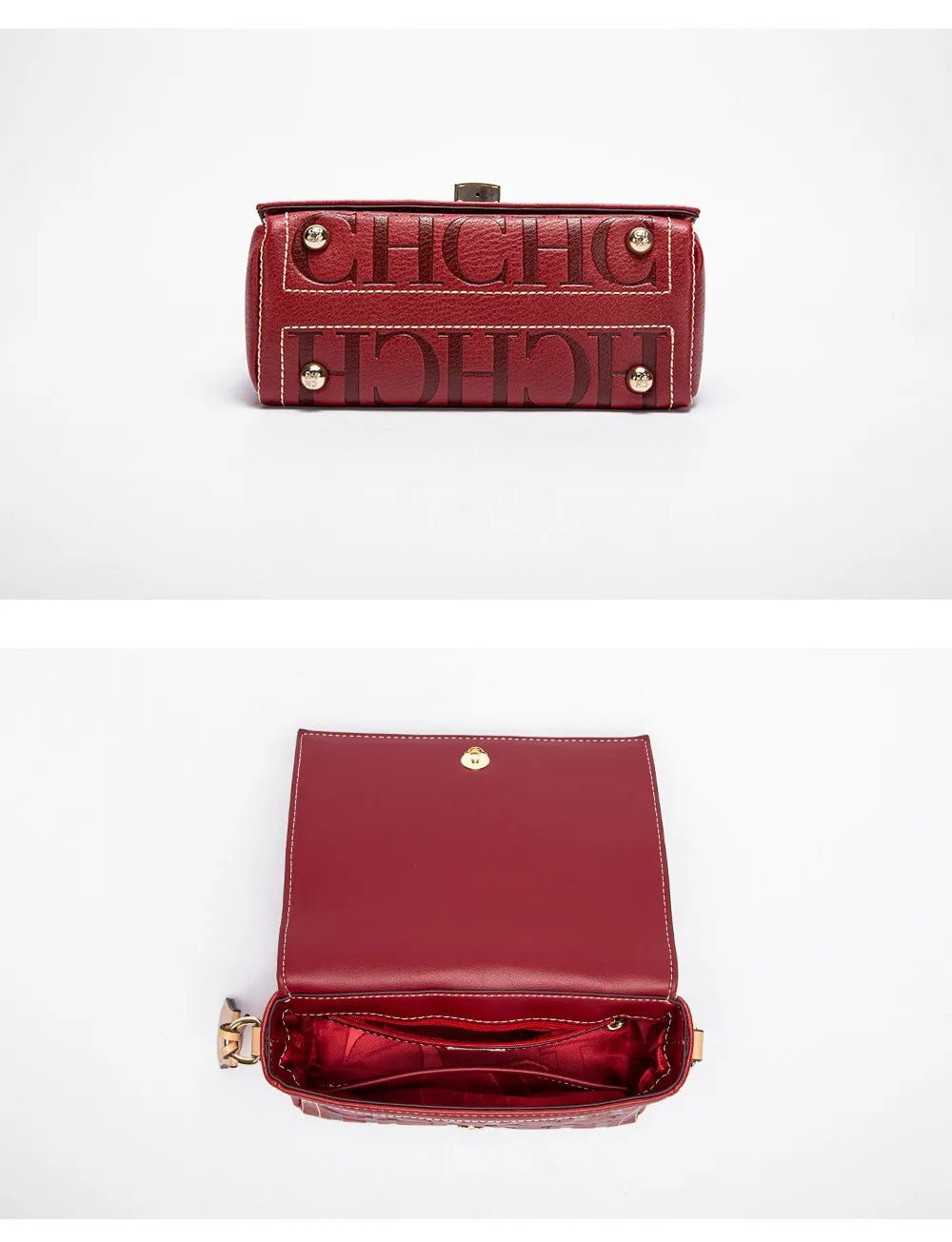 Fashion Design Model Metal Accessories Buckle Women's Shoulder Bag Luxury Brand 2025 Fashion Solid Colour Printed Head Bag - RELUX.STORE