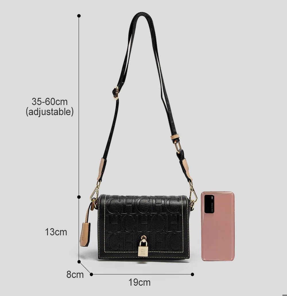 Fashion Design Model Metal Accessories Buckle Women's Shoulder Bag Luxury Brand 2025 Fashion Solid Colour Printed Head Bag - RELUX.STORE