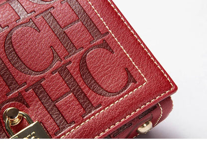 Fashion Design Model Metal Accessories Buckle Women's Shoulder Bag Luxury Brand 2025 Fashion Solid Colour Printed Head Bag - RELUX.STORE