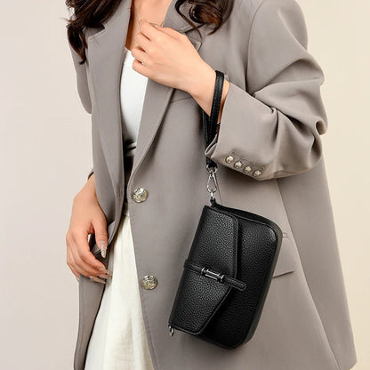 Fashion Luxury Leather Mini Backpack for Women, Small Retro Phone Crossbody Bag, Elegant Shoulder Purse, Trendy Designer Handbag - RELUX.STORE