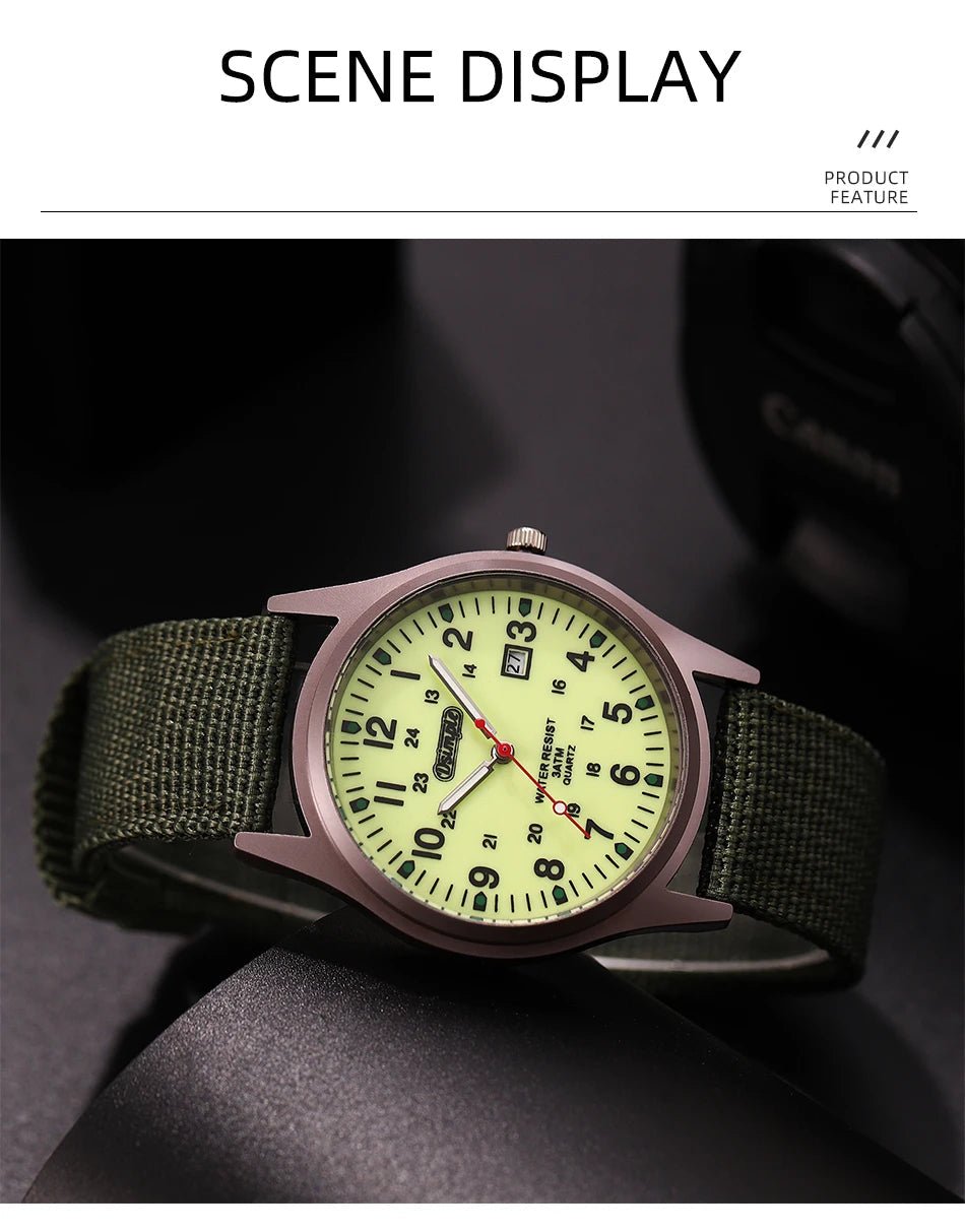Fashion Mens Watches Luminous Hands Clock Luxury Military Sports Calendar Quartz Wristwatch Men Casual Nylon Watch Reloj Hombre - RELUX.STORE