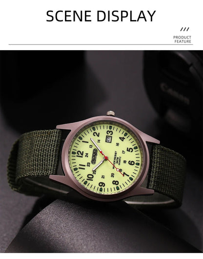 Fashion Mens Watches Luminous Hands Clock Luxury Military Sports Calendar Quartz Wristwatch Men Casual Nylon Watch Reloj Hombre - RELUX.STORE