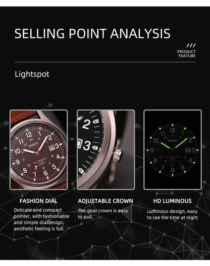 Fashion Mens Watches Luminous Hands Clock Luxury Military Sports Calendar Quartz Wristwatch Men Casual Nylon Watch Reloj Hombre - RELUX.STORE