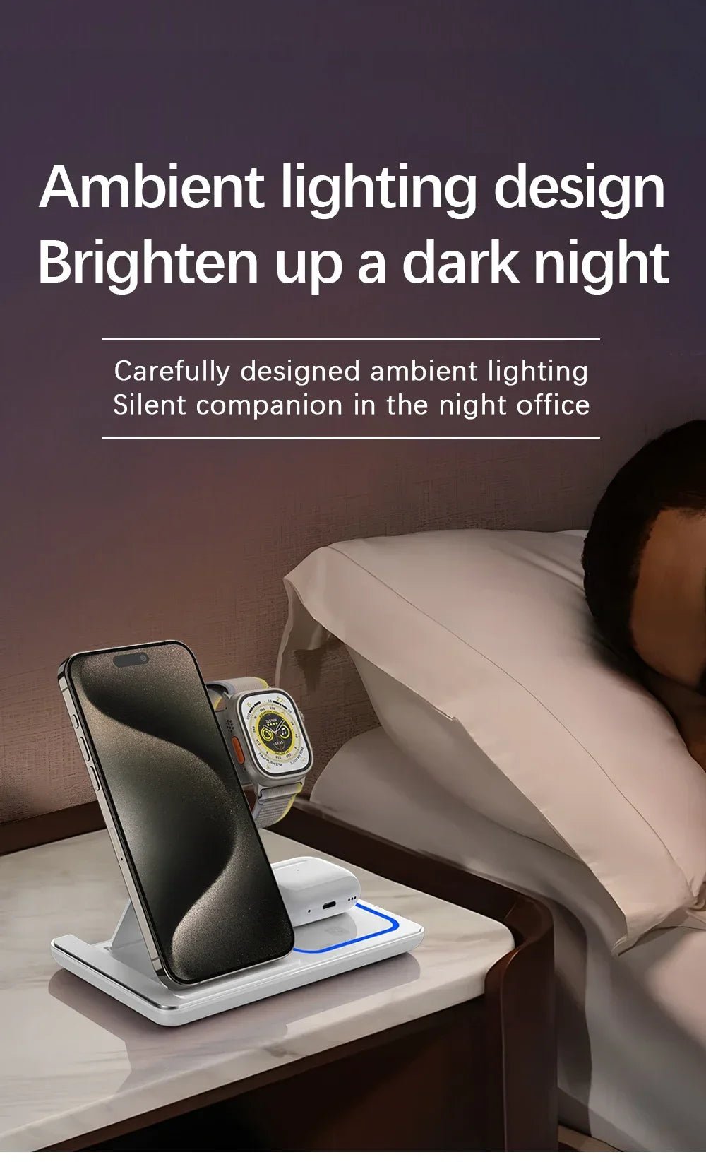 🧲 Foldable 3 - in - 1 Wireless Charger Station for iPhone 16/15/14/13/12 Pro Max, Apple Watch 10/9/8/7/6 & AirPods 3/2 – Fast Charging Dock - RELUX.STORE