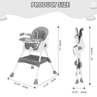 Foldable Baby High Chair 6 Months Plus, with Large Antislip Pad & ToyRack, Easy to Clean Feeding , E500 - RELUX.STOREFoldable Baby High Chair 6 Months Plus, with Large Antislip Pad & ToyRack, Easy to Clean Feeding , E500