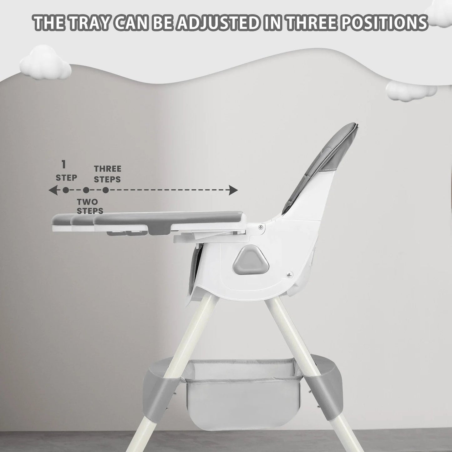 Foldable Baby High Chair 6 Months Plus, with Large Antislip Pad & ToyRack, Easy to Clean Feeding , E500 - RELUX.STOREFoldable Baby High Chair 6 Months Plus, with Large Antislip Pad & ToyRack, Easy to Clean Feeding , E500