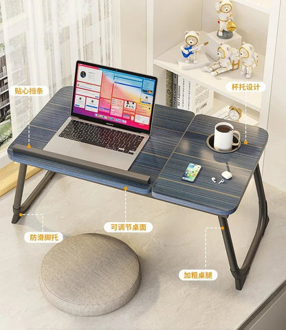 "Foldable Bed Desk – Adjustable Laptop Table with 5 - Level Height | Portable Study Tray & Nightstand for Kids, Students, Dorm & Home Use" - RELUX.STORE