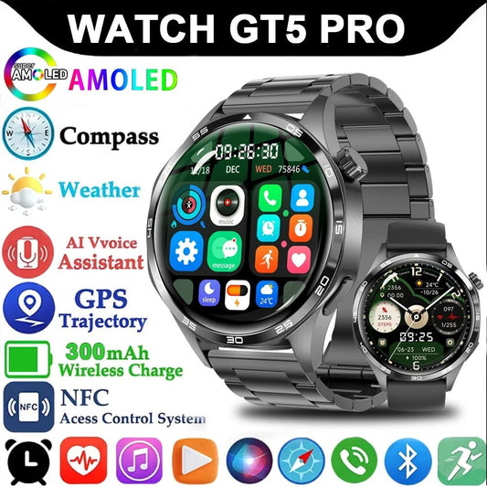 For HUAWEI GT5 Pro GPS NFC Smart Watch Men 360*360 AMOLED Screen Heart rate Bluetooth Call IP67 Waterproof Man Smartwatch 2024 - RELUX.STORE