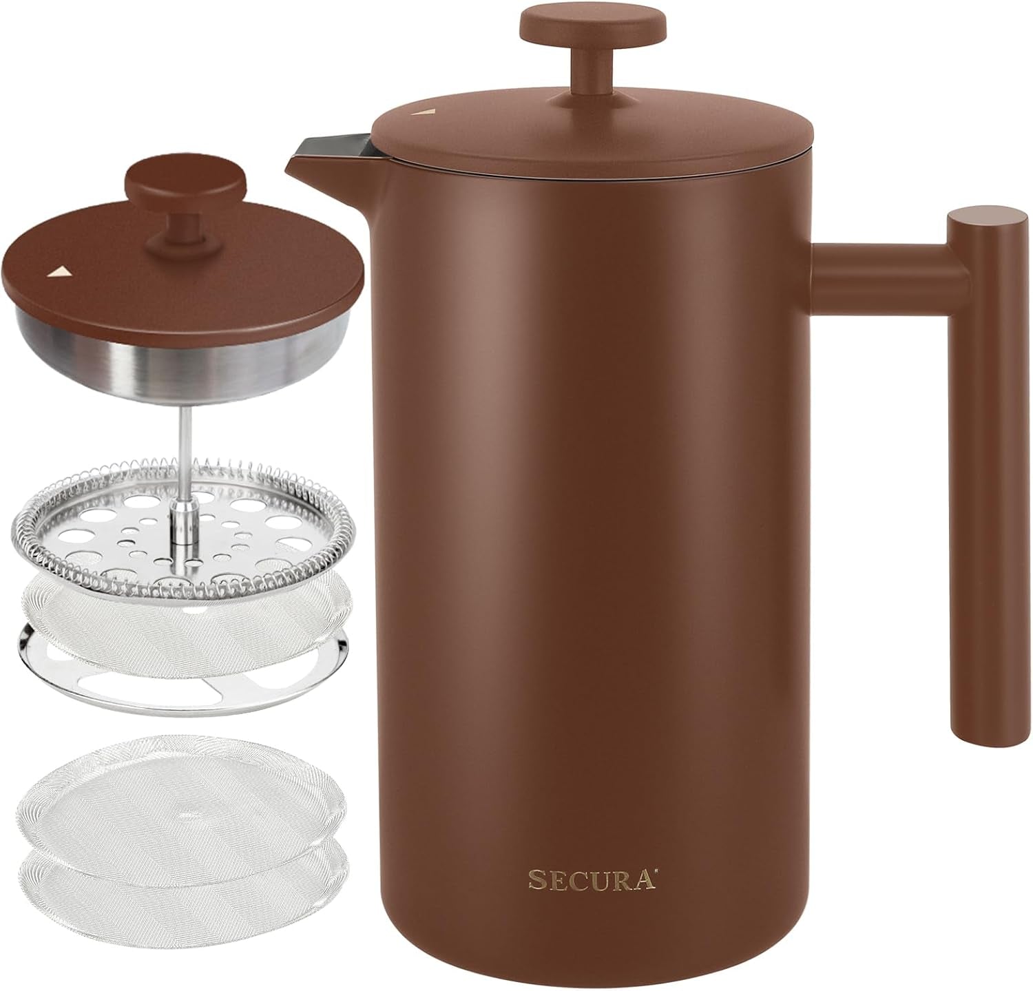 “French Press Coffee Maker – 304 Stainless Steel Insulated Coffee Press with 2 Extra Screens, 12oz (0.35L) Silver – Durable, Easy - to - Clean, Stylish Manual Coffee Brewer” - RELUX.STORE