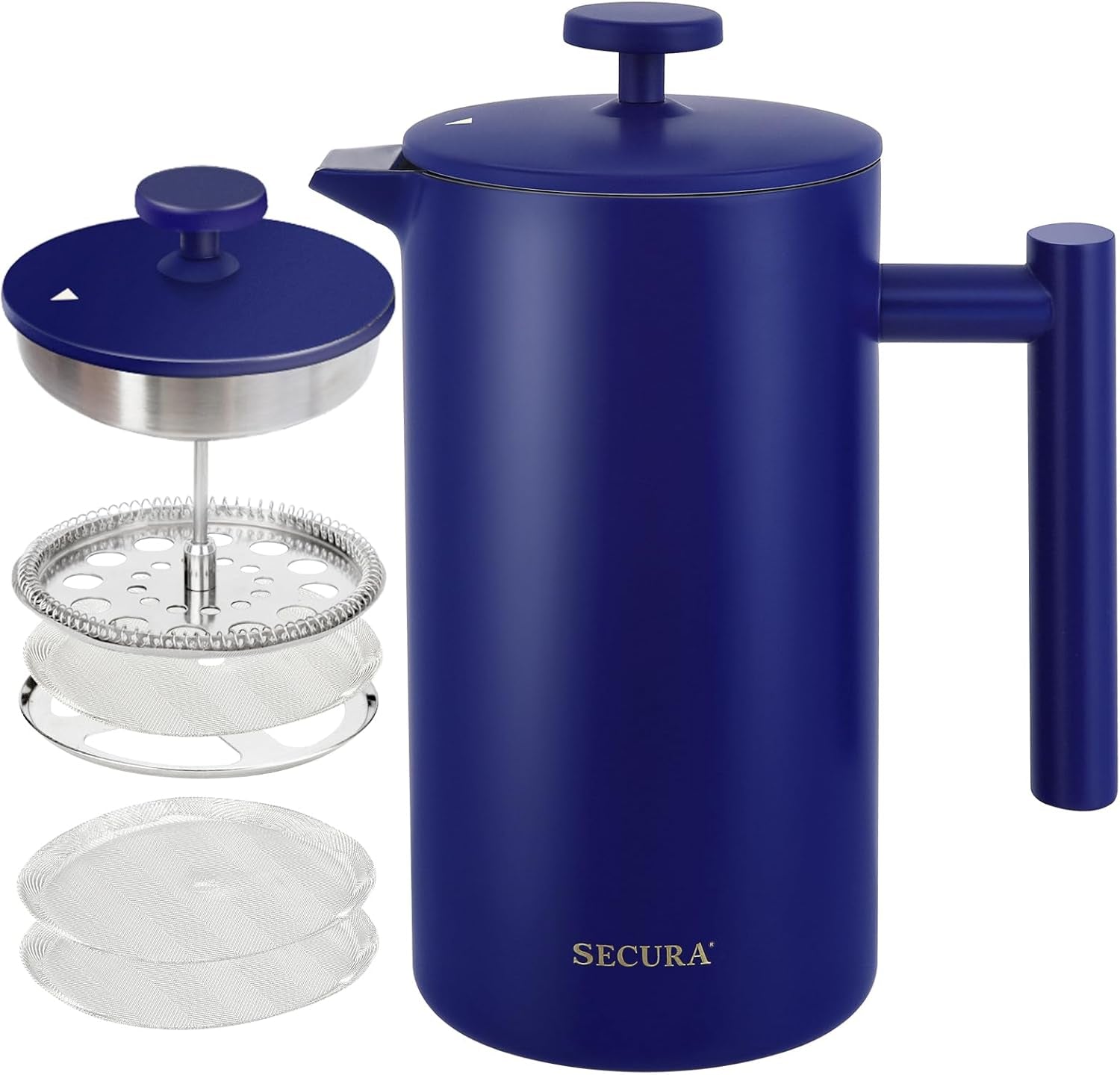 “French Press Coffee Maker – 304 Stainless Steel Insulated Coffee Press with 2 Extra Screens, 12oz (0.35L) Silver – Durable, Easy - to - Clean, Stylish Manual Coffee Brewer” - RELUX.STORE