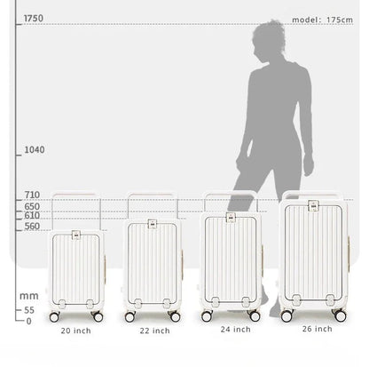 Front Opening Luggage with Laptop Storage Large Capacity Travel Trunk with Cup Holder&USB Charging Port&Wide Handle - RELUX.STOREFront Opening Luggage with Laptop Storage Large Capacity Travel Trunk with Cup Holder&USB Charging Port&Wide Handle