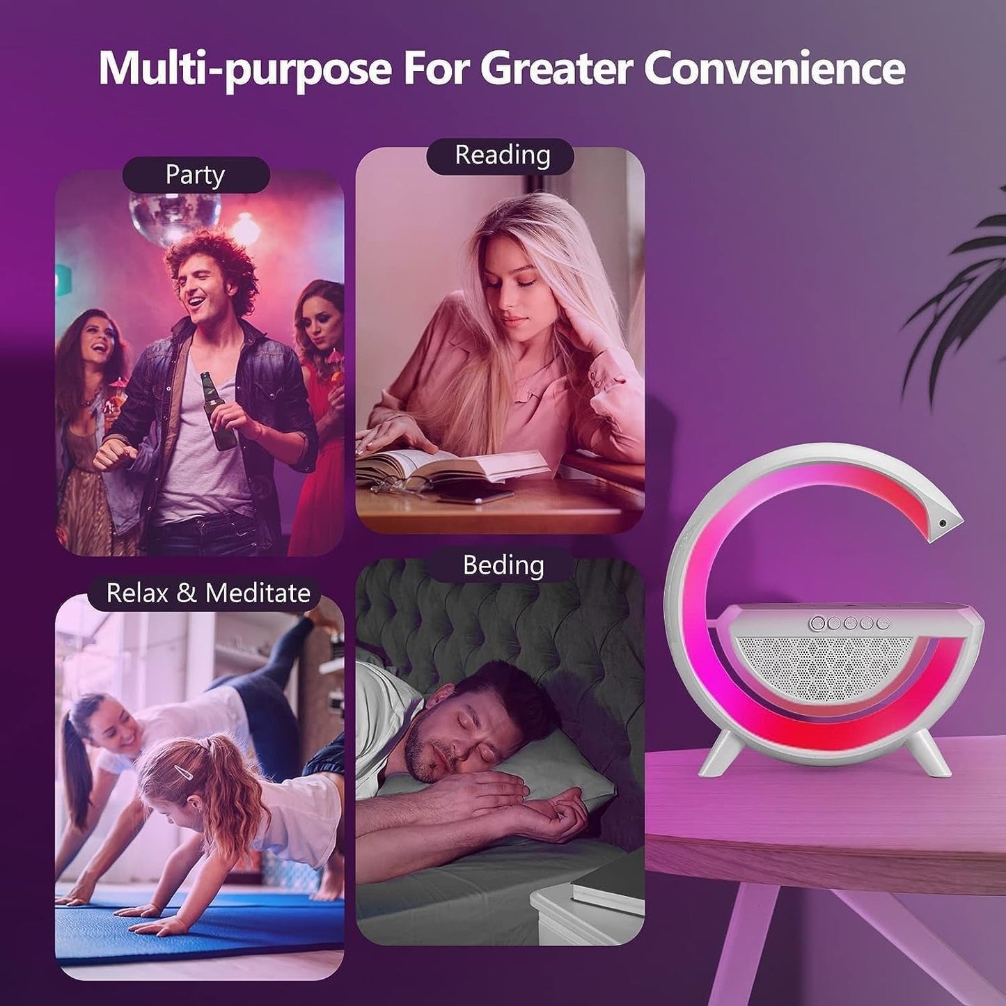 "G - Shaped 3 in 1 Bluetooth Speaker with FM Radio, LED Light & Portable Wireless Stereo Sound" - RELUX.STORE