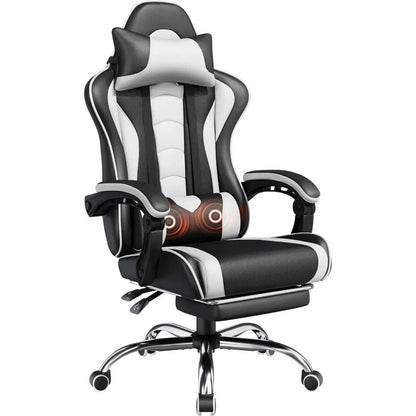 Gaming Chair, Video Game Chair with Massage Lumbar Support and Footrest Height Adjustable Ergonomic Computer Gaming Chair - RELUX.STORE