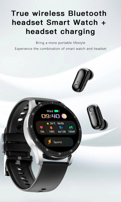 GEJIAN X10 Headset Smart Watch TWS Two In One Wireless Bluetooth Dual Headset Call Health Blood Pressure Sport Music Smartwatch - RELUX.STORE