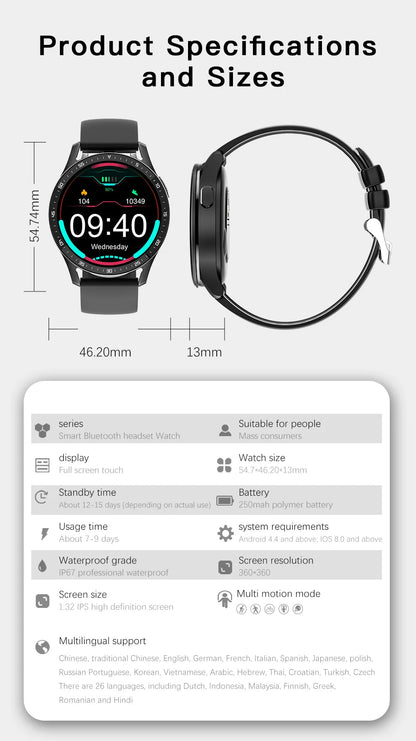GEJIAN X10 Headset Smart Watch TWS Two In One Wireless Bluetooth Dual Headset Call Health Blood Pressure Sport Music Smartwatch - RELUX.STORE