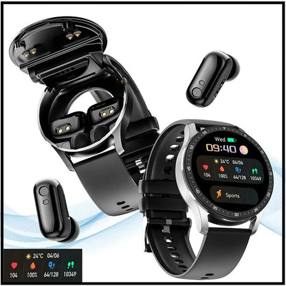 GEJIAN X10 Headset Smart Watch TWS Two In One Wireless Bluetooth Dual Headset Call Health Blood Pressure Sport Music Smartwatch - RELUX.STORE