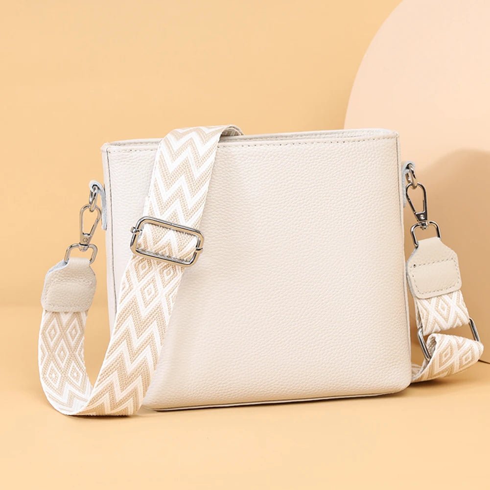 Genuine Leather Designer Tote Bag with Guitar Strap Casual Shoulder Purse Vintage Bucket Bag Satchel Purse for Women - RELUX.STORE