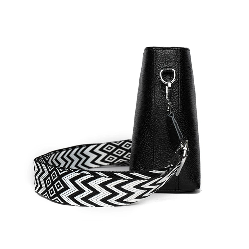 Genuine Leather Designer Tote Bag with Guitar Strap Casual Shoulder Purse Vintage Bucket Bag Satchel Purse for Women - RELUX.STORE