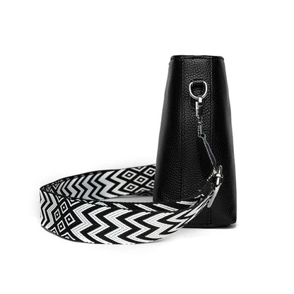 Genuine Leather Designer Tote Bag with Guitar Strap Casual Shoulder Purse Vintage Bucket Bag Satchel Purse for Women - RELUX.STORE